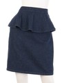 Frill Denim Skirt/Light Indigo