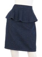 Frill Denim Skirt/Light Indigo
