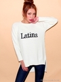 Latinaロゴスリットニットトップス/BK