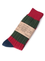 太ボーダーソックス/ワインレッド(363)