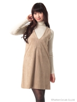 Vネックジャンスカ/キャメル