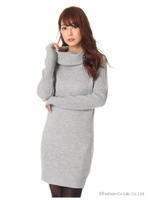 オフタートルニットワンピース/モクグレー