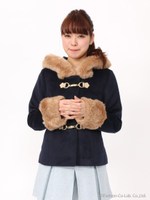 ショートファーウールコート/ベージュ