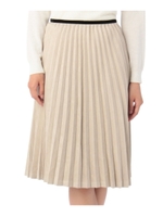 スウェード風細プリーツスカート/キャメル(041)