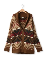 トライバル柄ショルダーニットカーディガン/ブラウン(642)