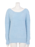 バックカシュクールフェザーニット/アイボリー