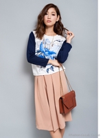 ビッグフラワープリントブラウス/Ｌ.グリーン