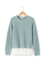 ワッフル編みニットプルオーバー/ベージュ(052)