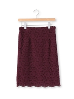 起毛レースリバーシブルスカート/ボルドー(064)