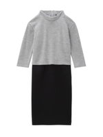 七分袖バイカラードッキングワンピース/ライトブルー(591)