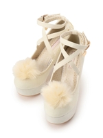 【LIZ LISA】☆WEB＆LUMINE EST LIMITED☆ポンポン付クロスストラップパンプス/ピンク