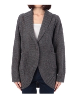 カラーネップへちま衿ロングカーディガン/チャコールグレー(014)