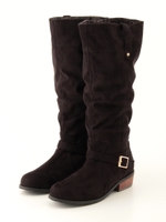 サイドベルトブーツ/ダークブラウンスエード