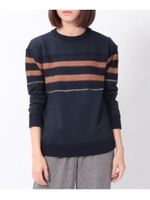 ジャージ×ボーダー切り替えニット/ブラック(319)