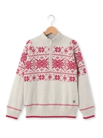 ソーラーセンサー雪柄ジップニット/イエロー系(030)