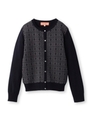 レースジャガードニットカーディガン/ネイビー(093)