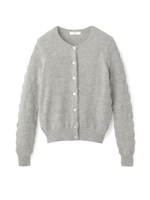 アンゴラMIXボーダー編みカーディガン/グレー(012)