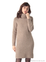 カルゼ編みタートルニットワンピース/オフホワイト