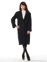 ロングテーラードコート/ブラック