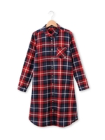多ボタンチェックシャツワンピース/レッド(262)
