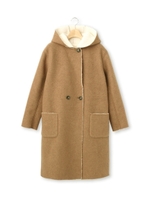 裏ボアスライバーフーデッドコート/ベージュ(051)