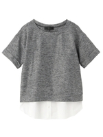 [L]メランジプルオーバー×シャツテールタンクトップSET/ブラック(019)