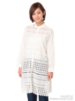 コットンローン総レース刺しゅうワンピース/ホワイト