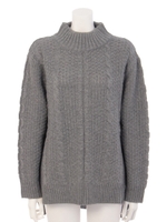 ハイネックケーブルニットチュニック/LGRY