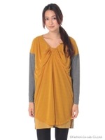 【OUTLET】バイカラーリボンワンピース/マスタード