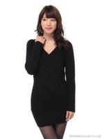 リブ編みタイトニットワンピース/ベージュ