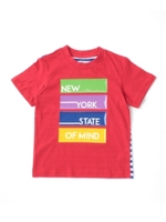 切り替えボーダーTシャツ/レッド(062)