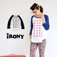 LOTS OF IRONYロゴプリントラグランロンTee