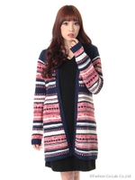 Mixカラーボーダーカーデ/ベージュ