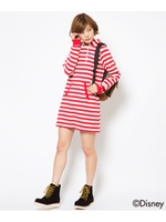 SYMBOL BORDER HOODIE DRESS/レッド