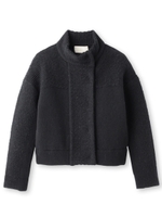 [L]スタンドカラースナップニットカーディガン/ブラック(019)