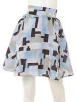 オリジナル幾何学柄レトロスカート/ブルー