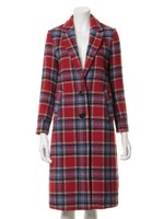 チェックシングルチェスターコート/RED