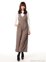 チェック柄オールインワン/ブラウン