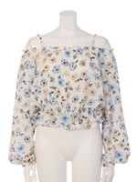 春ボヘ花柄ブラウス/ブラック