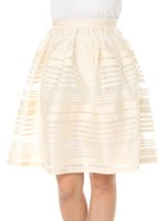 【W】シアーボーダーフレアスカート/ベージュ