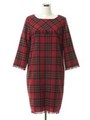 ウールツイードチェックワンピース/レッド