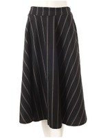 ストライプフレアミモレ丈スカート/グレー