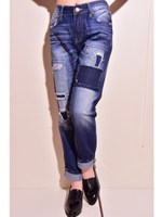 リメイク風ダメージボーイズデニム/ブルー