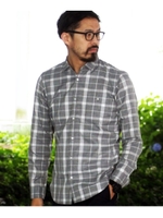 かすれ×チェック柄シャツ/グレー(712)
