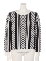 ストライプニットTOPS/ホワイト