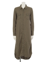 ヘリンボンミリタリー シャツワンピース/カーキ