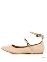 アンクルストラップフラットパンプス/BEIGE