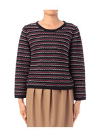 スカラップステッチ×ボーダーニット/ネイビー(393)