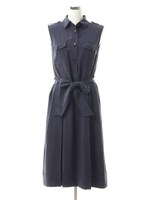 テンセルフラップシャツワンピース/ベージュ