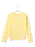 パールビジューニットプルオーバー/レモンイエロー(031)